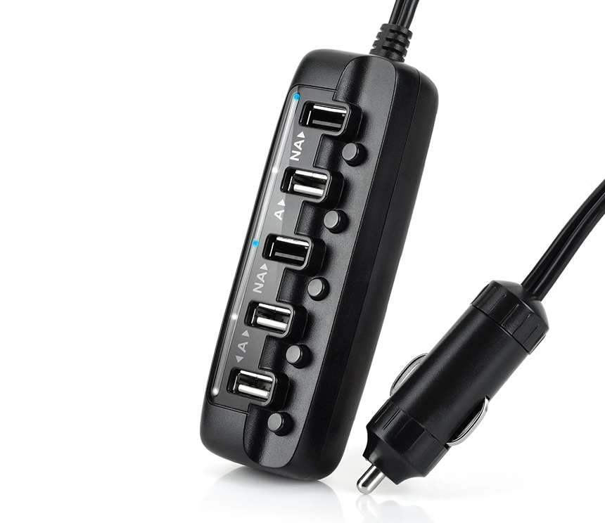 PA580 Car Charger with 5 Ports USB Hub