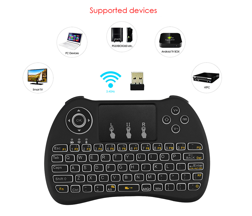 AK09+ Mini Wireless Keyboard with Backlight