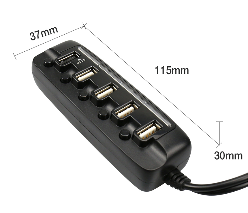 PA580 Car Charger with 5 Ports USB Hub