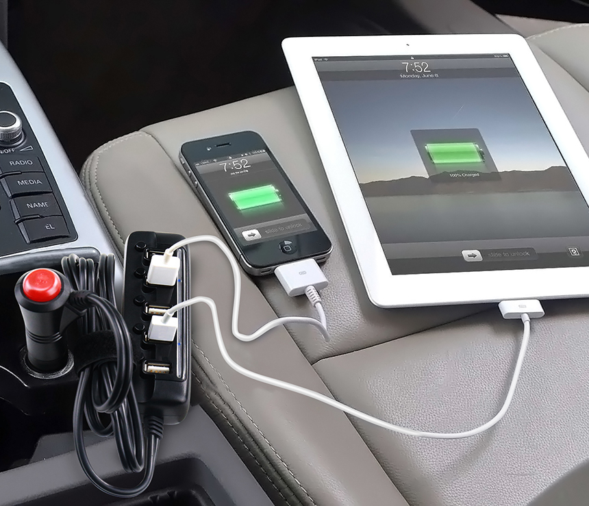 QCF584 QC 3.0 Car Charger with 4 Normal USB Port