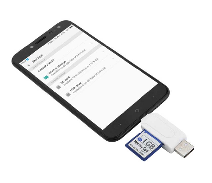 OTG117 USB A / Micro USB OTG Card Reader