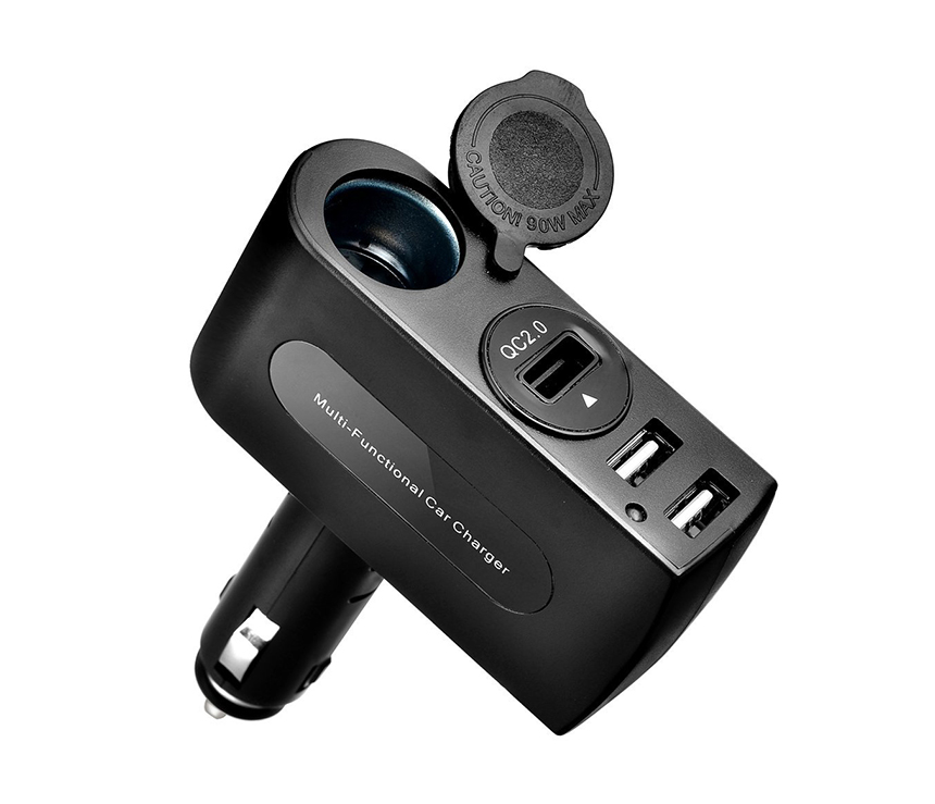 QCF920 QC 3.0 Car Charger with Cigarette Socket & 2 Normal USB Port